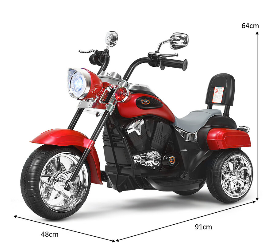 Moto électrique pour enfants - Coast - Style Chopper Moto - 91 x 48 x 64 cm - rouge + noir