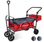LifeGoods Wagon - pliable - jusqu'à 120KG - 103L - sac de transport supplémentaire et barre de poussée - polyester lavable - 98x45cm - rouge/gris