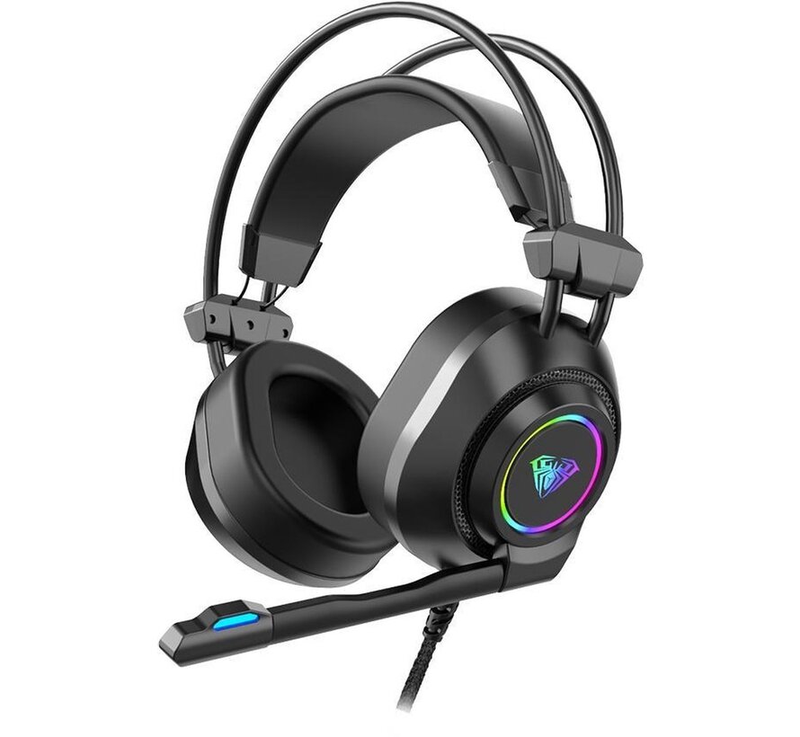 Casque de jeu AULA S600 RGB avec microphone stéréo pour PS4 laptops-Xbox One -Noir