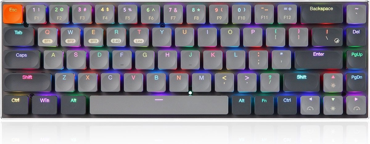 XINMENG RF-68MINI Wireless Mechanical Keyboard - 68Keys - Bluetooth/2.4G/Line 3modes - Low Brown Switch - RGB LIGHT - Windows/Mac - QWERTY - Léger et portable