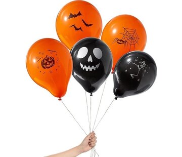 The Twiddlers The Twiddlers - 100 pièces de ballons d'Halloween en latex - Ballons de fête de haute qualité décoration orange et noir
