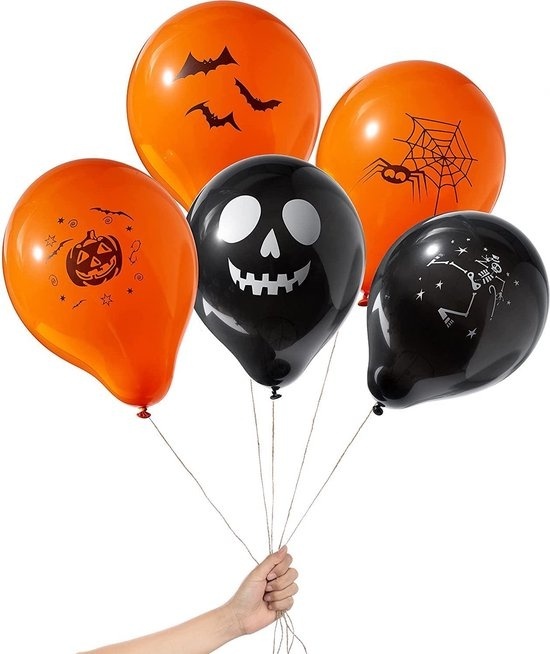 The Twiddlers - 100 pièces de ballons d'Halloween en latex - Ballons de fête de haute qualité décoration orange et noir