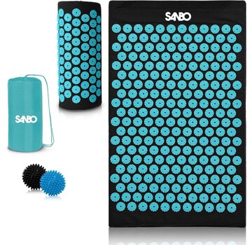 Sanbo Sanbo Acupressure Mat with Cushion - Black/Blue - 82x42x2cm - Nail Mat - Incl. App & 2x Trigger Point Ball & Carrying Bag - Shakti mat