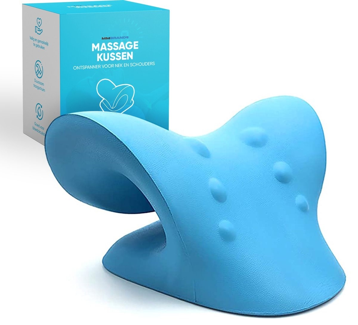 Relaxeur de Cou et d'Épaule - Dispositif de Traction Cervicale pour Soulager la Douleur et Aligner la Colonne Cervicale - Oreiller Chiropratique et Étireur de Cou (Bleu)