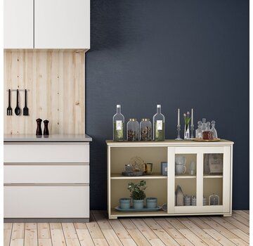 Coast Coast buffet armoire de cuisine living line avec portes coulissantes blanc 106.5 x 33 x 62.5 cm