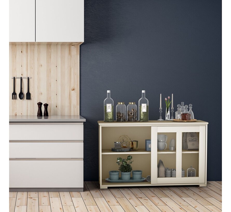 Coast buffet armoire de cuisine living line avec portes coulissantes blanc 106.5 x 33 x 62.5 cm