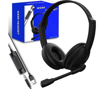 URGOODS Casque avec microphone pour ordinateur portable et PC - Casque d'affaires - Casque pour appels vidéo - USB