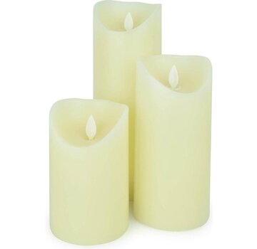 O'DADDY O'DADDY® LED Candles With Moving Flame - Set 3 sizes 12.5+18+22 - 8d - With timer and dimmer function - LED Candles With Remote Control - Warm White Light - Cream