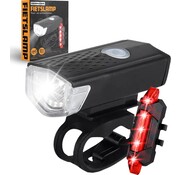 MM Brands Feu de sécurité pour vélo - MM Brands - Ensemble d'éclairage pour vélo - Lampe de vélo - LED -  Feu avant et arrière - Rechargeable par USB - Lumières de vélo - éclairages pour vélo