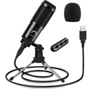 URGOODS Microphone à condensateur pour PC - Microphone de studio - Microphone de jeu - USB - avec pied - directivité cardioïde - housse de protection et range-câbles