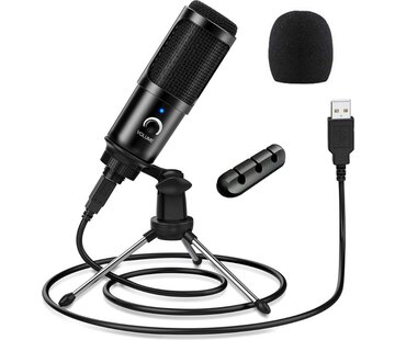 URGOODS Microphone à condensateur pour PC - Microphone de studio - Microphone de jeu - USB - avec pied - directivité cardioïde - housse de protection et range-câbles