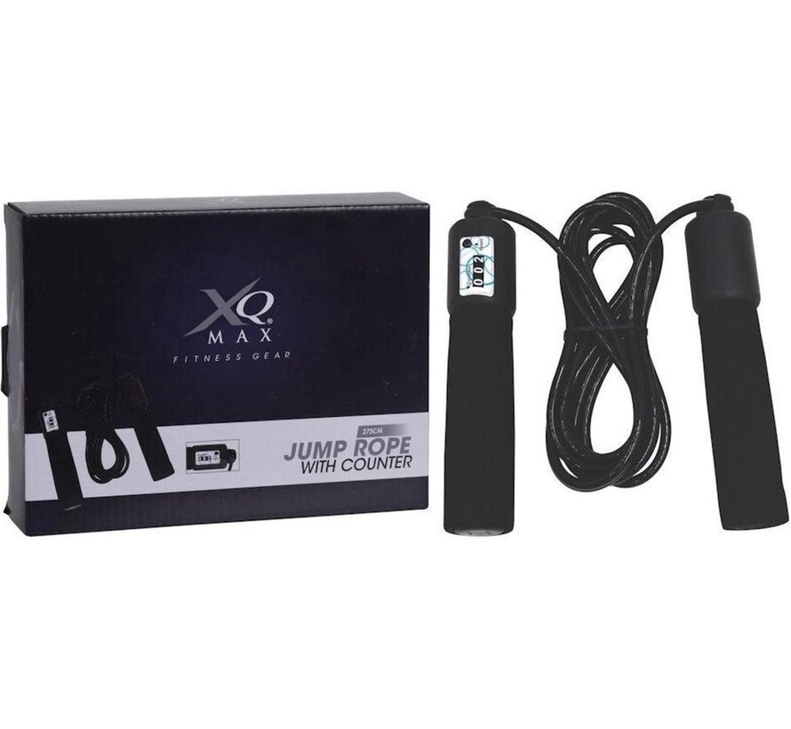 Corde à sauter - XQ max - corde à sauter avec compteur -  Poids ajustable - Réglable - Roulements à billes - Articles de sport - Fitness, crossfit, boxe, etc. - Corde à sauter rapide -Noir