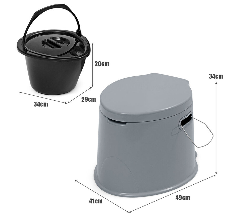 Toilettes de camping - Coast - toilettes portables de voyage mobiles - seau amovible - gris