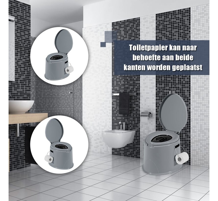 Toilettes de camping - Coast - toilettes portables de voyage mobiles - seau amovible - gris