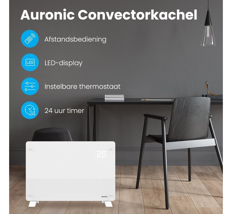 Auronic Radiateur éléctrique mobile - avec thermostat et télécommande - Auronic - jusqu'à 22 m3 - 2000 W - Blanc