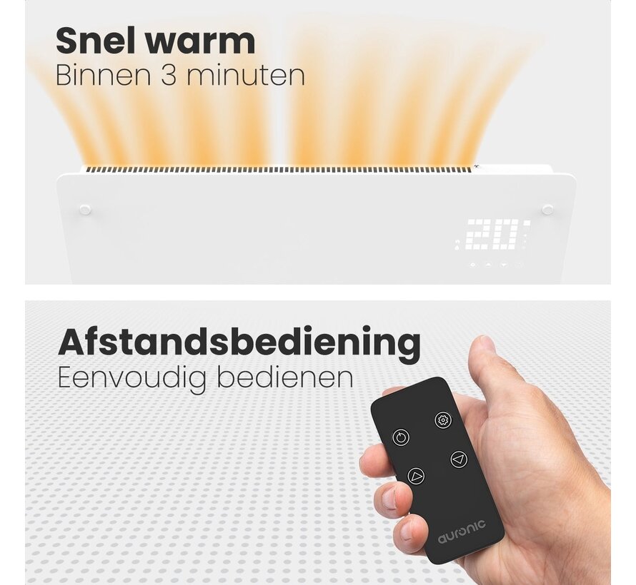 Auronic Radiateur éléctrique mobile - avec thermostat et télécommande - Auronic - jusqu'à 22 m3 - 2000 W - Blanc