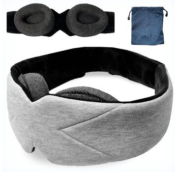 Soulsnooze Soulsnooze® Luxury Memory Foam Sleep Mask Women & Men - Grey Cotton - 100% Darkening Eye Mask Sleep - Travel Bag included