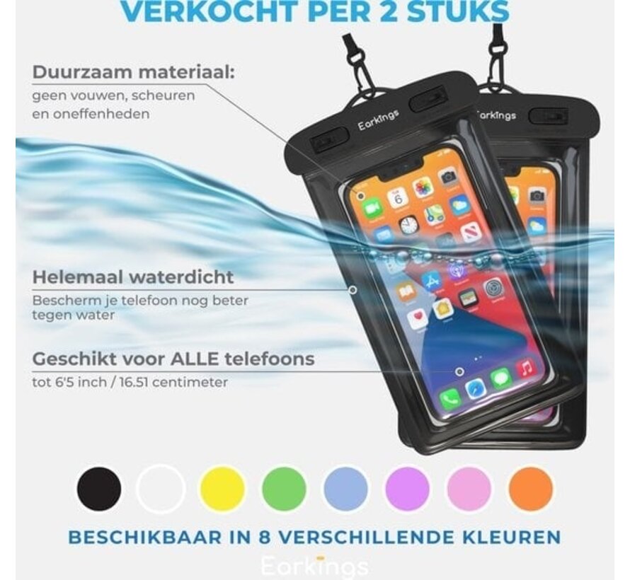 Etuis de téléphone étanches - Drybag Set of 2 - Etui de téléphone sous-marin pour tous les téléphones - Etui de téléphone étanche Earkings