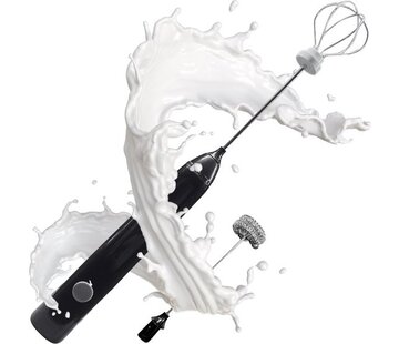 EarKings Mousseur à lait Premium Earkings - Mousseur à lait rechargeable avec câble USB fourni - 2 accessoires inclus - Mousseur à lait électrique noir