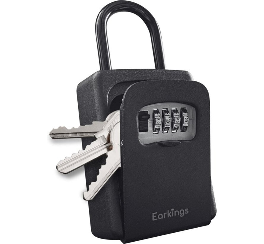 Coffre à clés avec cadenas - Coffre à clés avec code pour l'extérieur - Armoire à clés avec crochet et fixation murale - Cadenas Digit Lock Earkings Safe with Digit Lock Black