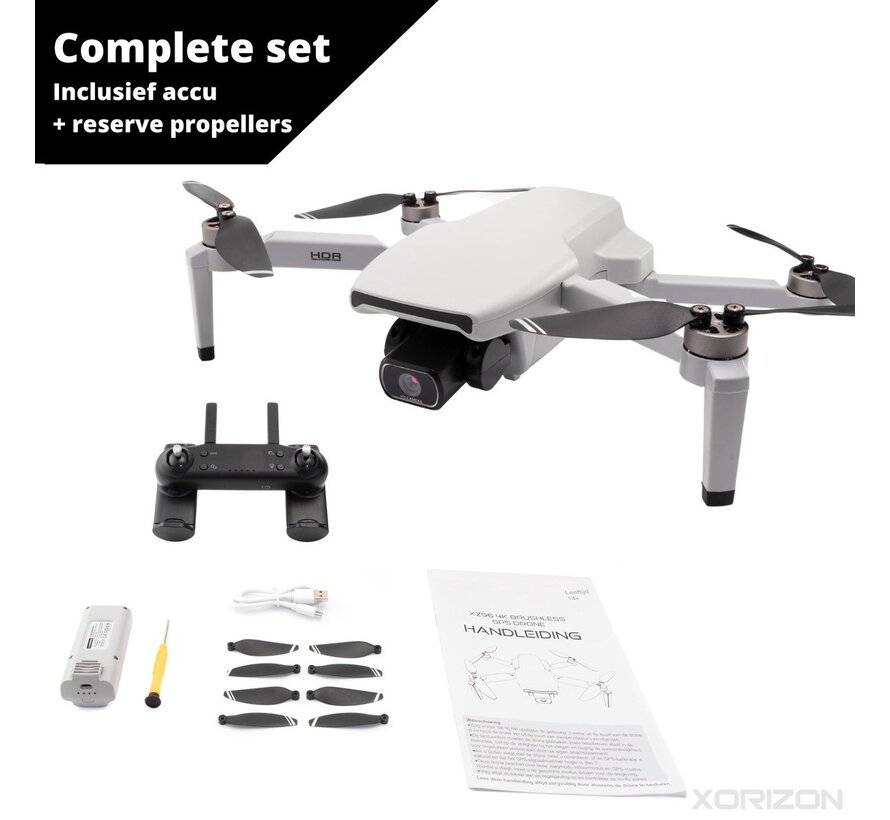 Drone - Xorizon - Caméra 4K - Drone avec caméra - Drone avec GPS - Mini Drone - Moteurs Brushless - Drone Xorizon XZ96 4K GPS- 25 minutes de vol - 1 KM de portée - 5GHz Wifi FPV - Travelcase inclus - Pas de licence requise - 242 grammes - Gris