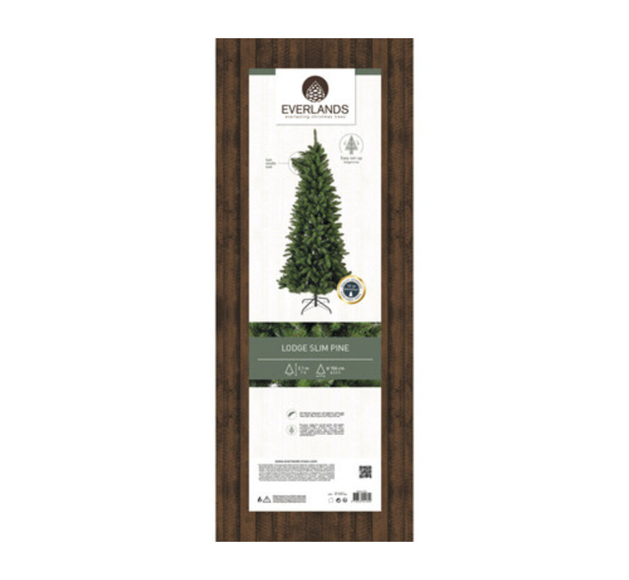 Everlands Lodge Sapin de Noël artificiel en pin fin - 180 cm - sapin de Noël étroit - sans guirlandes lumineuses