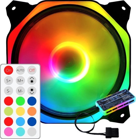 Ventilateur RGB pour PC - Ventilateur de boîtier 120mm 6-pin High Airflow - Ventilateur de boîtier d'ordinateur Earkings avec télécommande