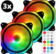 EarKings RGB Fan PC fan Set of 3 - Case Fan 120x120mm 6-pin High Airflow - Computer case fan Earkings fan with Controller and Remote Control