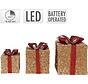 3 boîtes cadeaux lumineuses avec Led - Or - 15cm, 20cm, 25cm