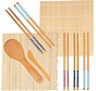 Oak&Steel - Sushi Maker Set - Sushi Tableware - 9-piece bamboo set - Sushi kit - 2 sushi rolling mats - 5 paires de Sushi Sticks - 1 Rice Spoon et 1 Rice Spreader - 100% Bamboo