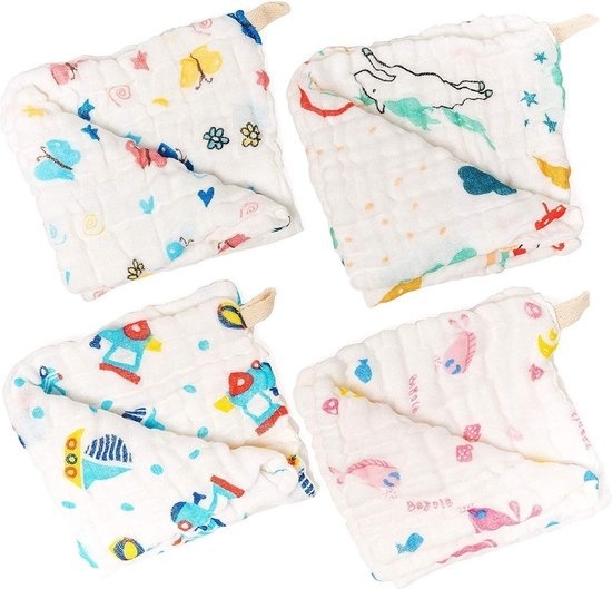 Mousseline carrée pour bébés - 25 x 25 cm - Extra douce - 12 pièces