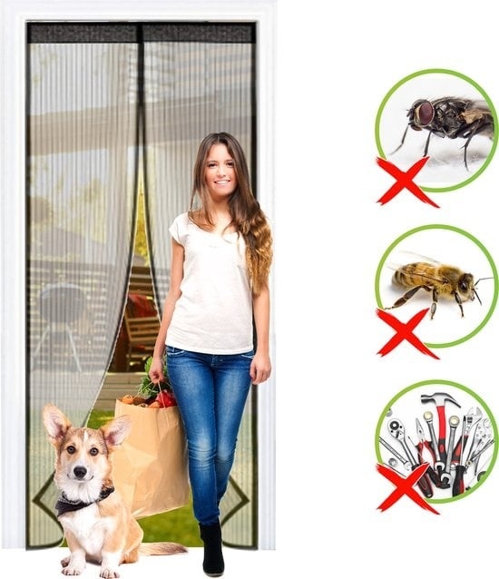 Rideau pour porte MM Brands - Rideau de porte magnétique - rideau anti insecte - moustiquaire - 210 x 90 cm
