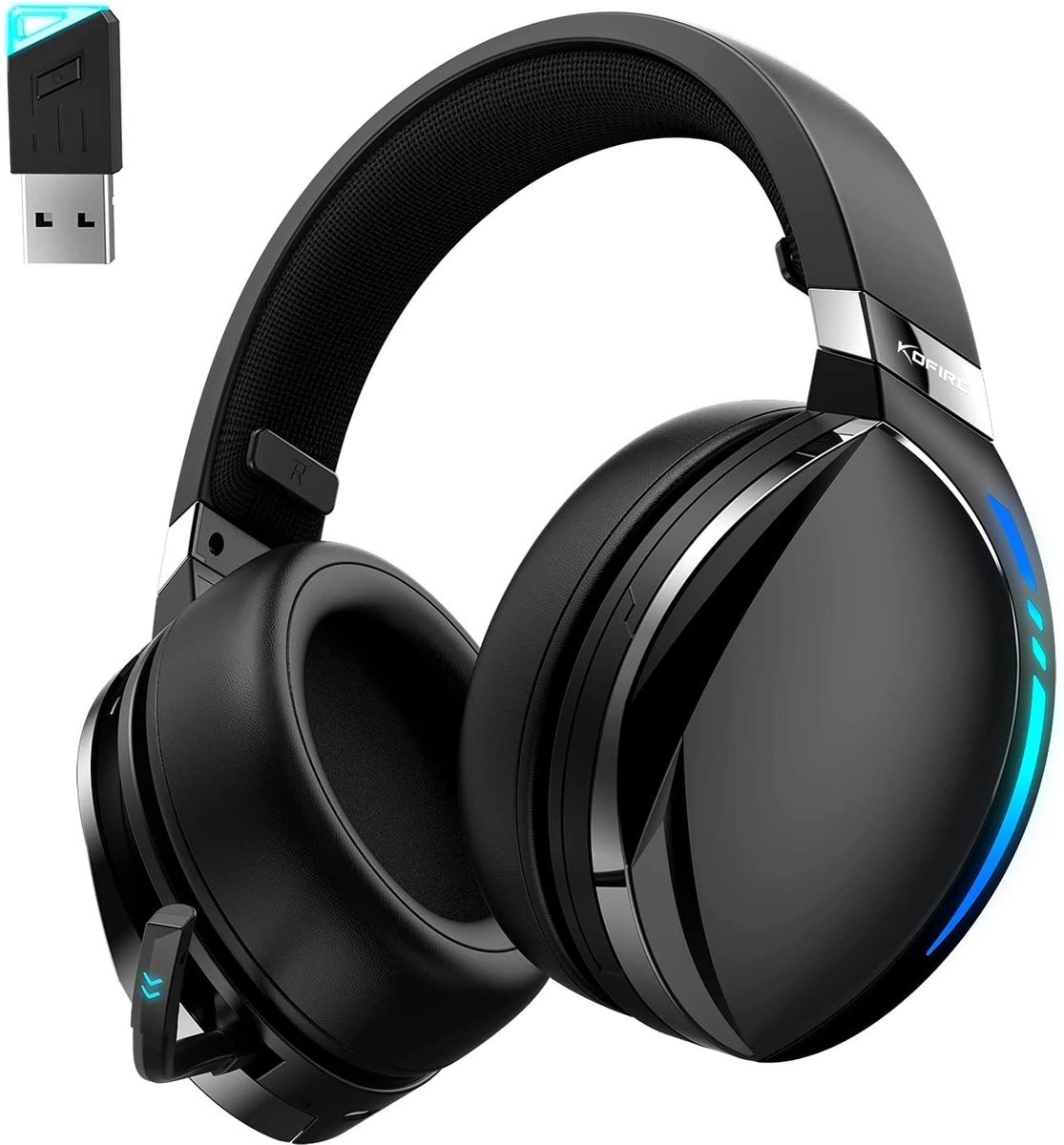Kofire UG-06 Casque de jeu sans fil 2,4GHz - Casque Bluetooth - Microphone caché - Convient pour PS4/PS5, Nintendo Switch - Noir