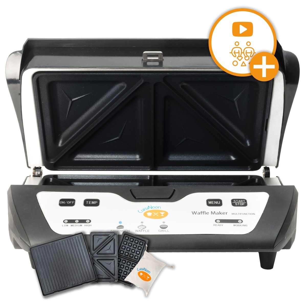 Appareil multifonction CuisiNoon - gaufrier - croque monsieur - grill - Premium - Appareil à griller et à toaster