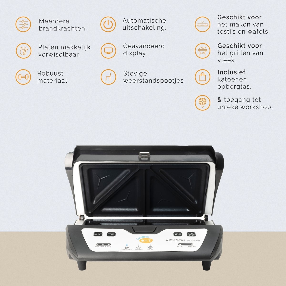 Acheter CuisiNoon® Premium Multifunction Waffle Iron - Toasti Apparatus &  Grill Apparatus en ligne sur  