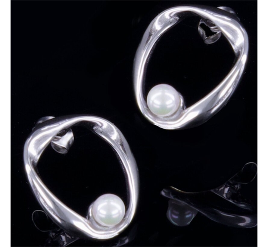 Boucles d'oreilles femme avec perle Ardea Silver - Laura Ferini - Acier inoxydable étanche