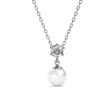 Yolora Collier Yolora pour femme avec pendentif et perle Kalpa Camaka et cristaux - couleur argent - emballage cadeau