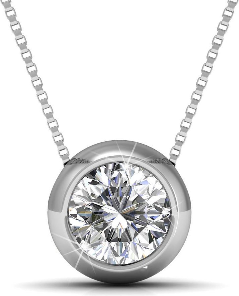 Collier pour femmes avec pendentif en cristal - Yolora - couleur argent