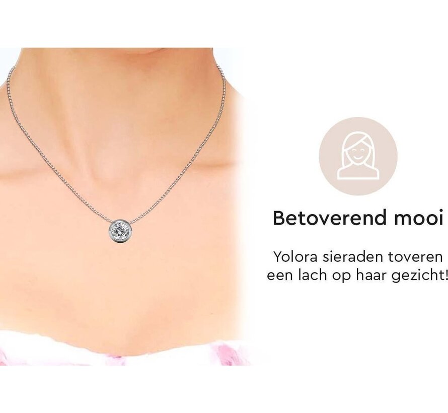 Collier pour femmes avec pendentif en cristal - Yolora - couleur argent
