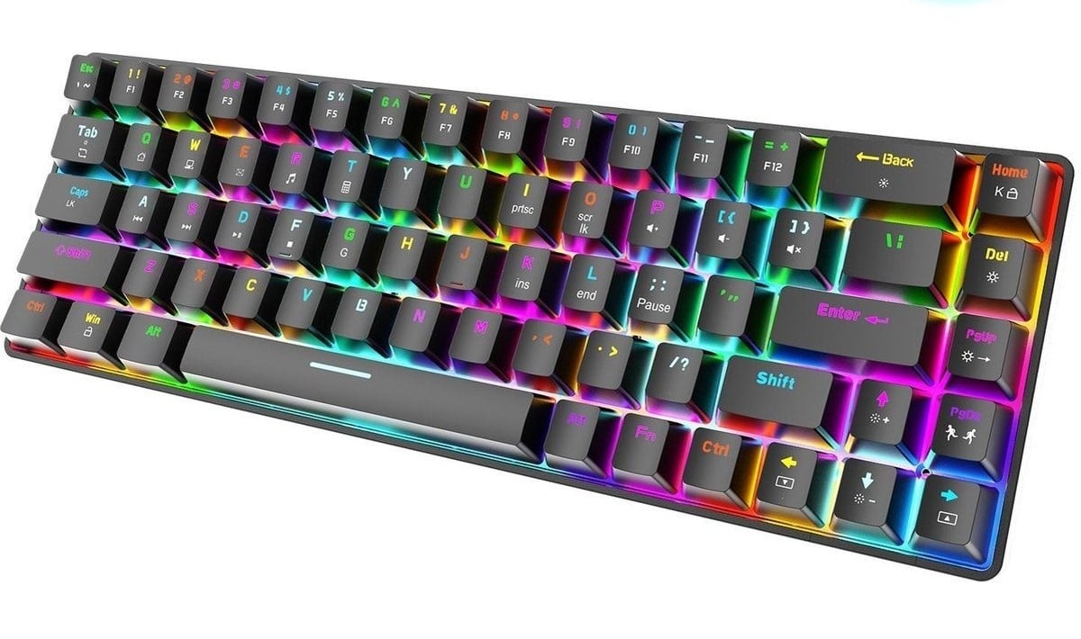 ZIYOU LANG T8 RGB Mechanical 68Keys gaming keyboard - Clavier de jeu Windows/Mac - Interrupteur marron - QWERTY - Clavier mécanique - Noir