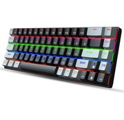 HxSJ HXSJ V800 - Clavier mécanique de jeu RGB - QWERTY - 68 touches - TKL - Interrupteur bleu - Noir gris