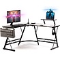 Bureau  d'angle pour Gaming - Gadgy - Support pour casque et ordinateur portable INCLUS - Noir