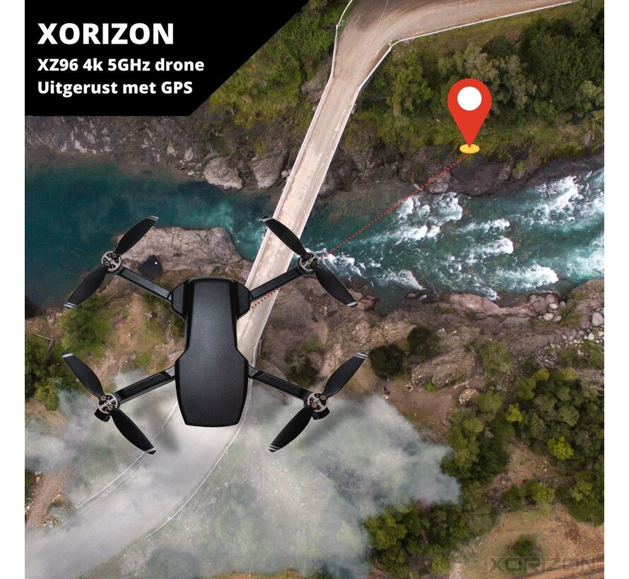 Drone - Xorizon - Xorizon XZ96 4K GPS - Caméra 4K - Drone avec caméra - Drone avec GPS - Mini Drone - Moteurs Brushless - 50 minutes de vol - 1 KM de portée - 5GHz Wifi FPV - Travelcase inclus - Pas de licence requise - 242 grammes - 2 batteries incluses