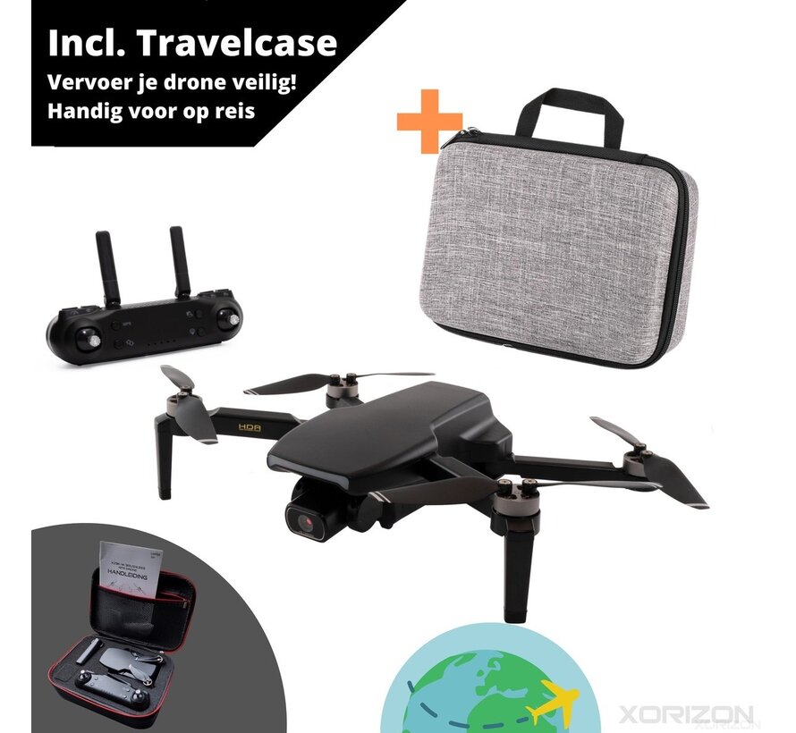 Drone - Xorizon - Xorizon XZ96 4K GPS - Caméra 4K - Drone avec caméra - Drone avec GPS - Mini Drone - Moteurs Brushless - 50 minutes de vol - 1 KM de portée - 5GHz Wifi FPV - Travelcase inclus - Pas de licence requise - 242 grammes - 2 batteries incluses