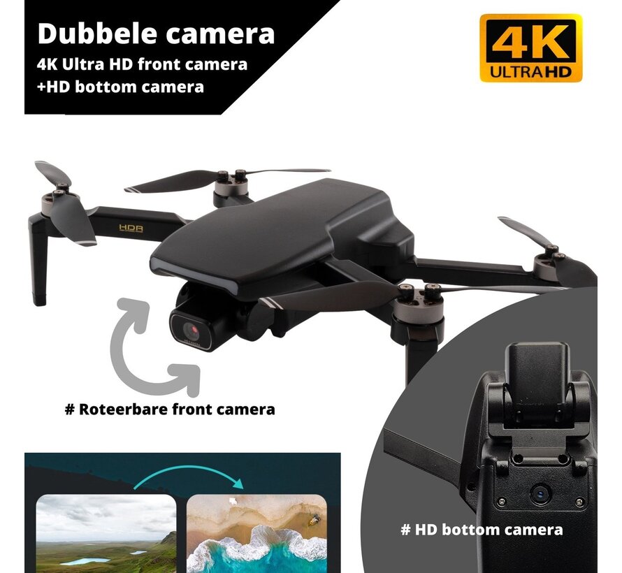 Drone - Xorizon - Xorizon XZ96 4K GPS - Caméra 4K - Drone avec caméra - Drone avec GPS - Mini Drone - Moteurs Brushless - 50 minutes de vol - 1 KM de portée - 5GHz Wifi FPV - Travelcase inclus - Pas de licence requise - 242 grammes - 2 batteries incluses