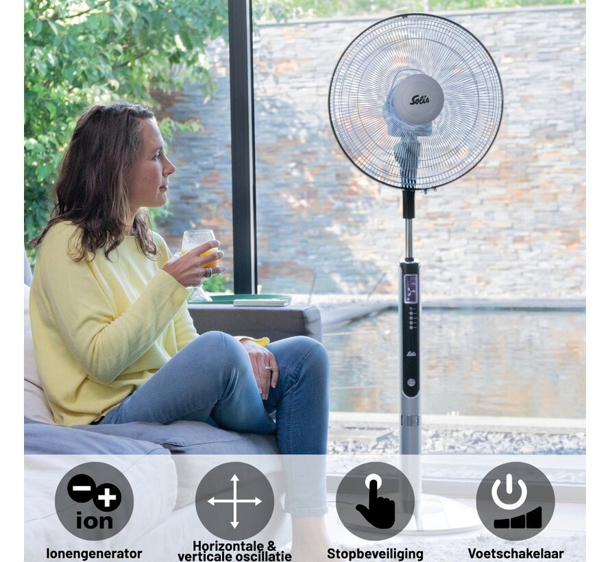 Ventilateur  Solis Fan-Tastic 750 - Ventilateur avec télécommande - Hauteur 130 cm - Gris/Noir
