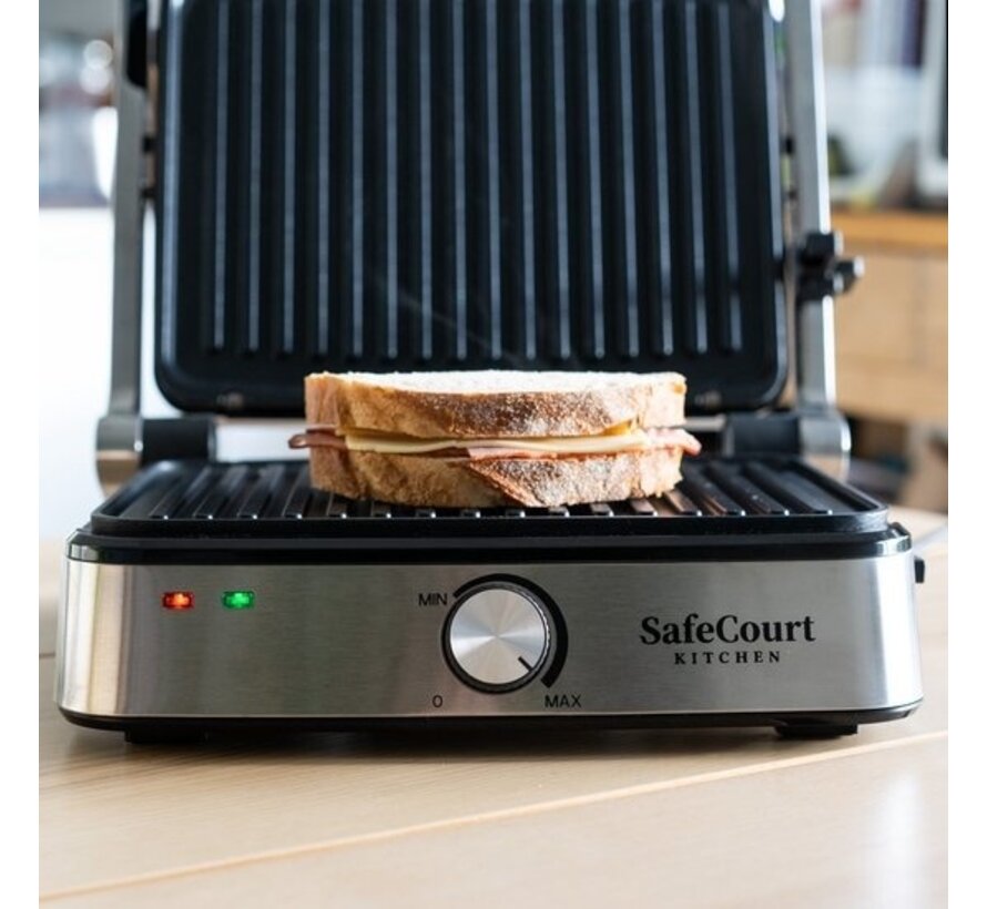Grill électrique - Safecourt Kitchen - Contact grill compact CG200 - avec plaques amovibles