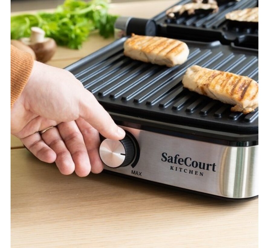 Grill électrique - Safecourt Kitchen - Contact grill compact CG200 - avec plaques amovibles