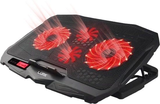 LURK® Support pour ordinateur portable - Support pour ordinateur portable - 4 ventilateurs - Coolpad - Jusqu'à 17 pouces - Réglable de manière ergonomique
