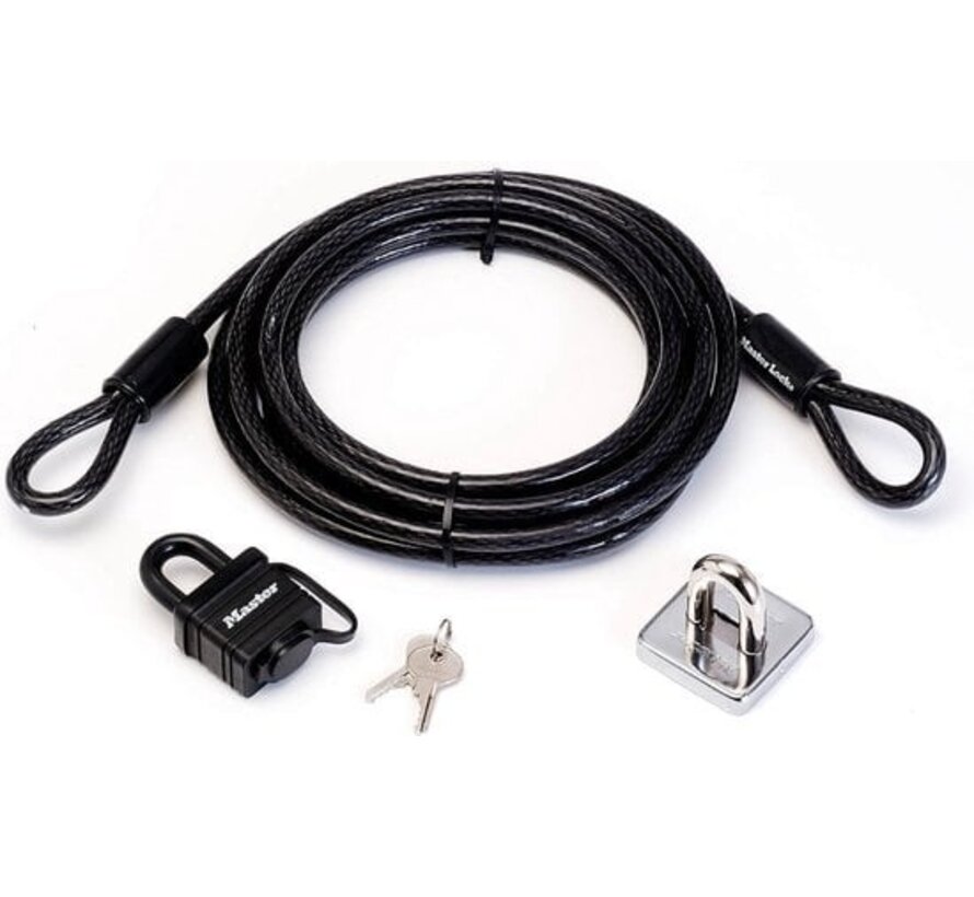 Master Lock 8271EURDAT Cadenas et ancre pour câble en acier - 4.5m x 10mm